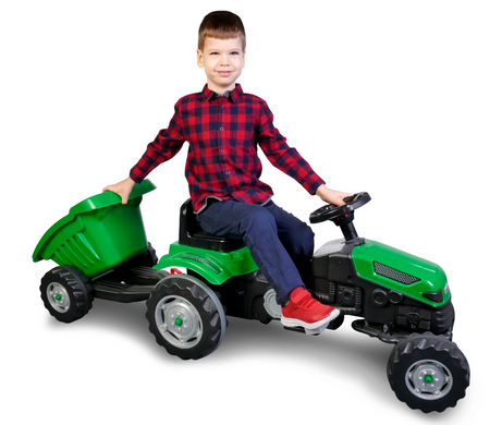 OGROMNY SOLIDNY TRAKTOR Z PRZYCZEPĄ NA PEDAŁY PAKA
